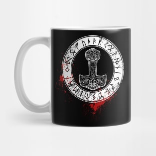 Mjoelnir and norse runes, bloody Mug